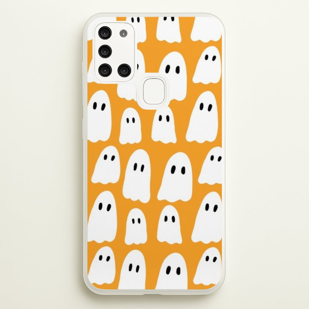 Orange Ghost Halloween Pattern - Phone Case for Galaxy A21s