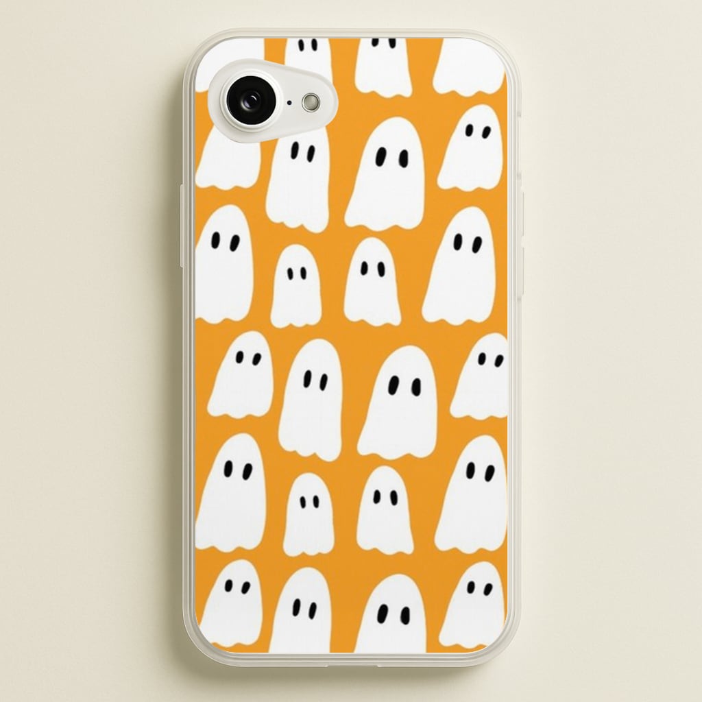 Orange Ghost Halloween Pattern - Phone Case for iPhone 16e