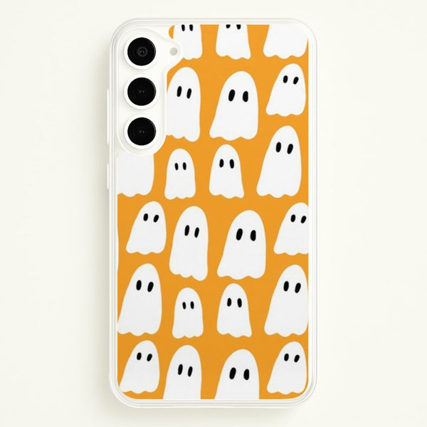 Orange Ghost Halloween Pattern - Phone Case for Galaxy S23