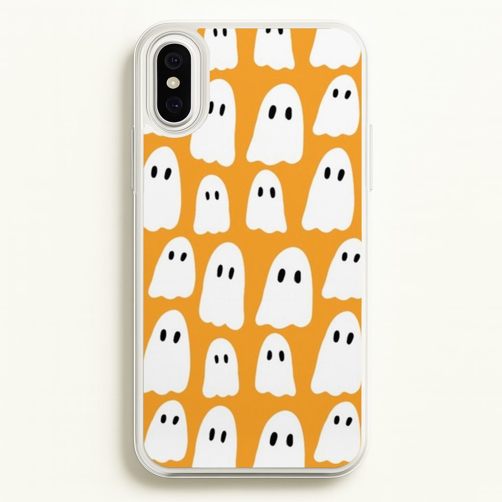 Orange Ghost Halloween Pattern - Phone Case for iPhone XS Max