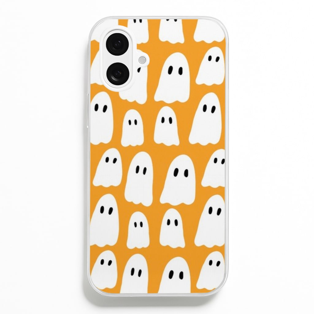 Orange Ghost Halloween Pattern - Phone Case for iPhone 16 Plus