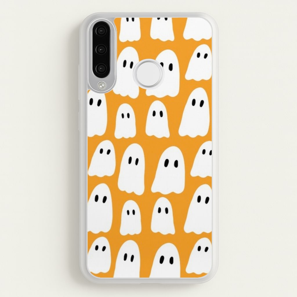 Orange Ghost Halloween Pattern - Phone Case for Huawei P30 Lite