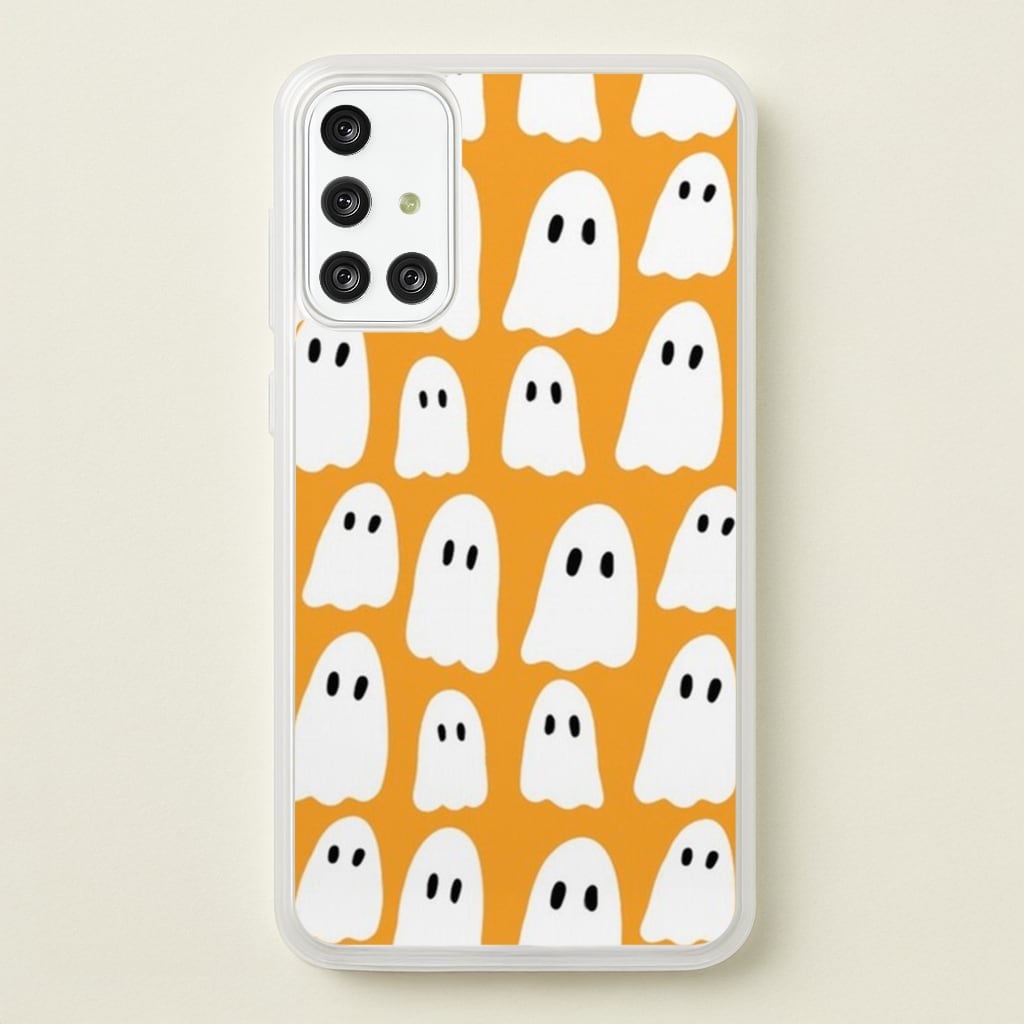 Orange Ghost Halloween Pattern - Phone Case for Galaxy A71