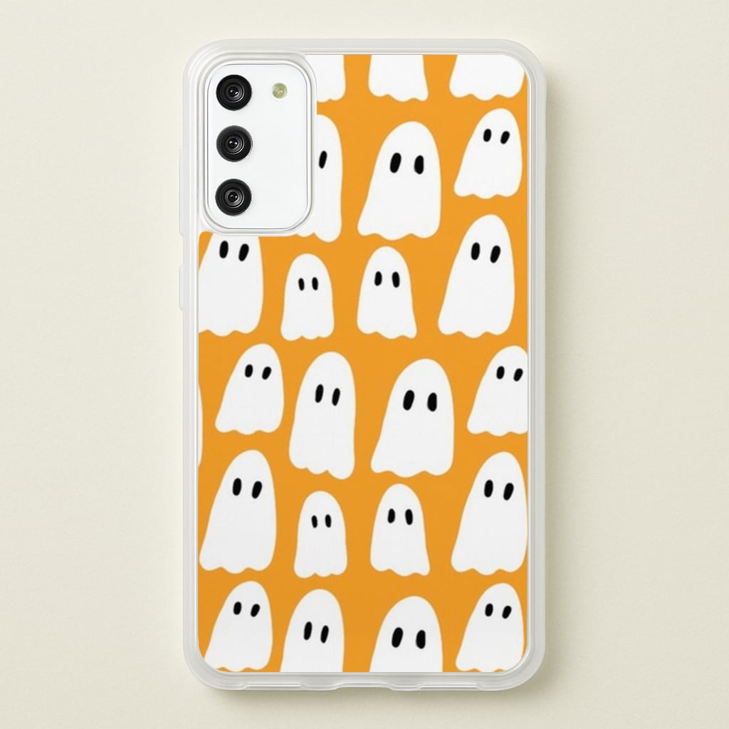 Orange Ghost Halloween Pattern - Phone Case for Galaxy S20