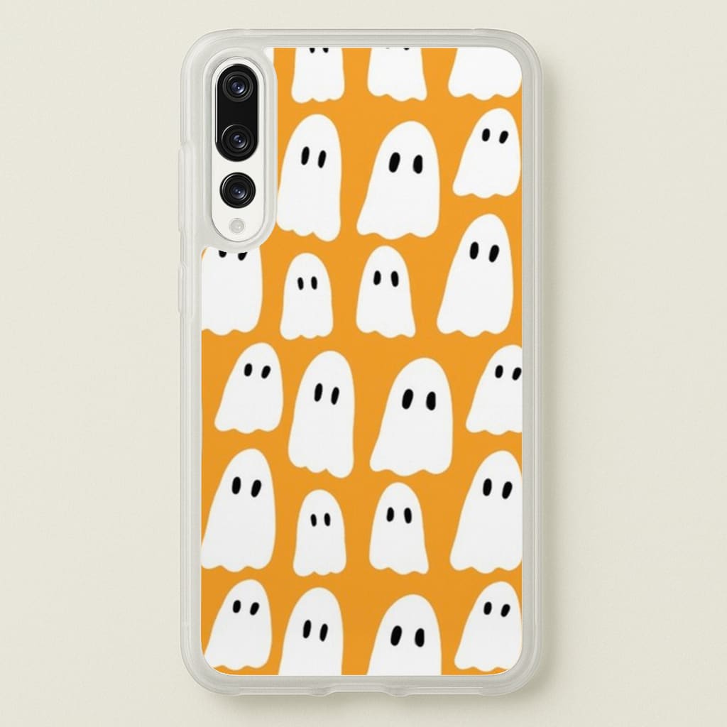 Orange Ghost Halloween Pattern - Phone Case for Huawei P20 Pro