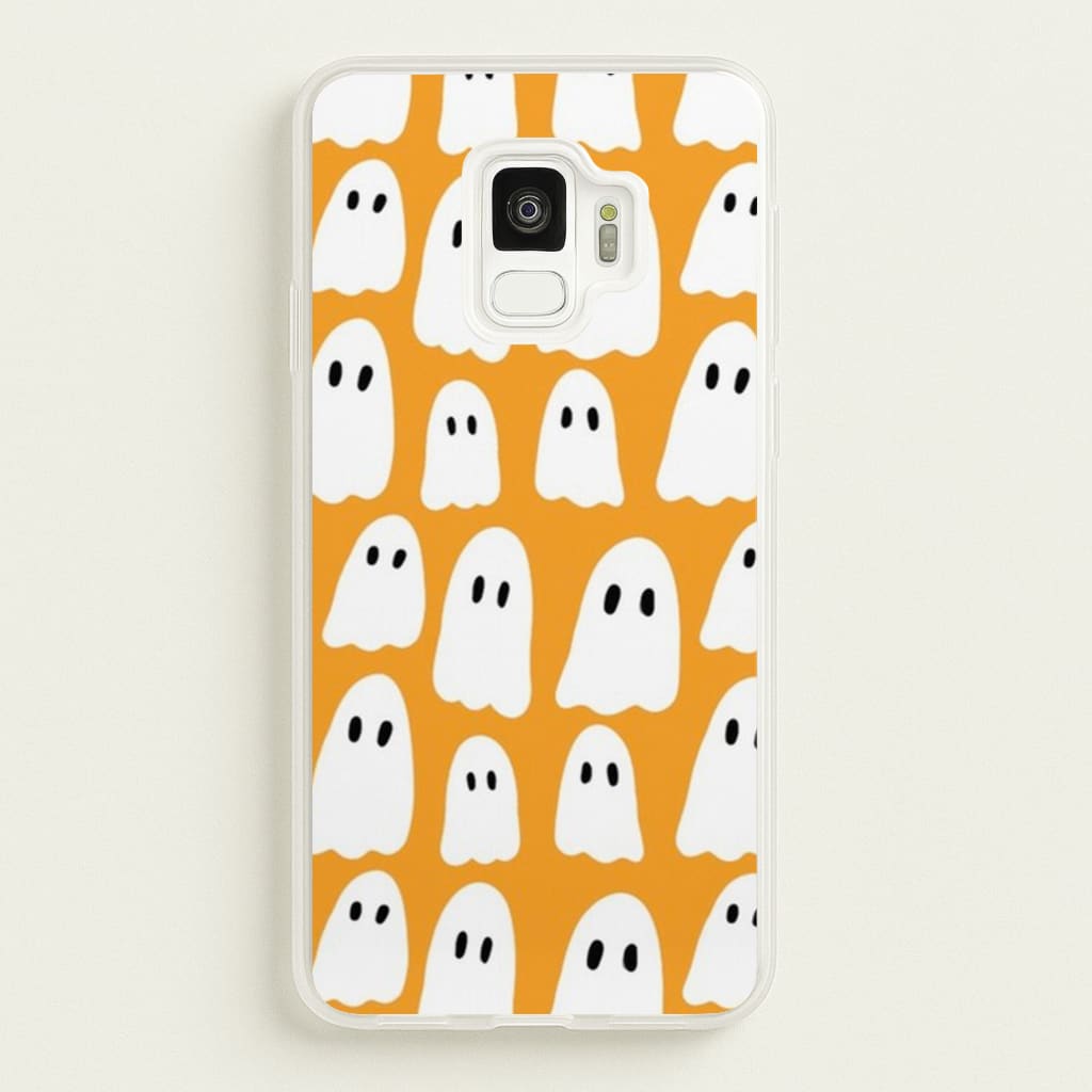 Orange Ghost Halloween Pattern - Phone Case for Galaxy S9