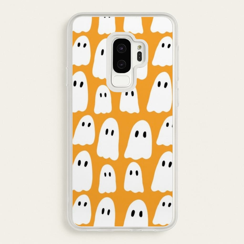 Orange Ghost Halloween Pattern - Phone Case for Galaxy S9 Plus