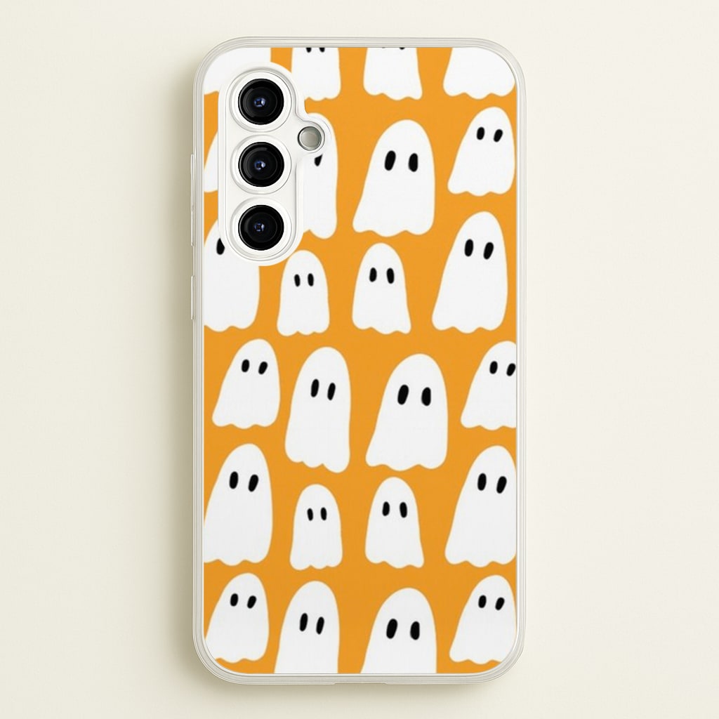 Orange Ghost Halloween Pattern - Phone Case for Galaxy A54