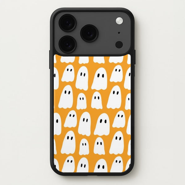 Orange Ghost Halloween Pattern Phone Case for iPhone 17 Pro Max