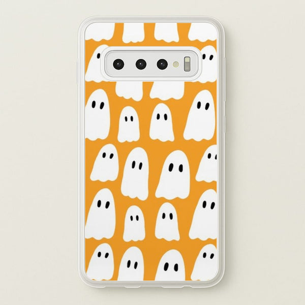 Orange Ghost Halloween Pattern - Phone Case for Galaxy S10 Plus