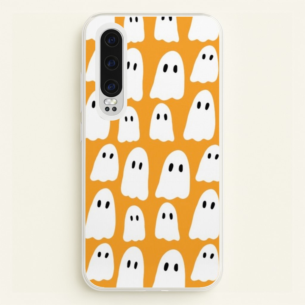 Orange Ghost Halloween Pattern - Phone Case for Huawei P30