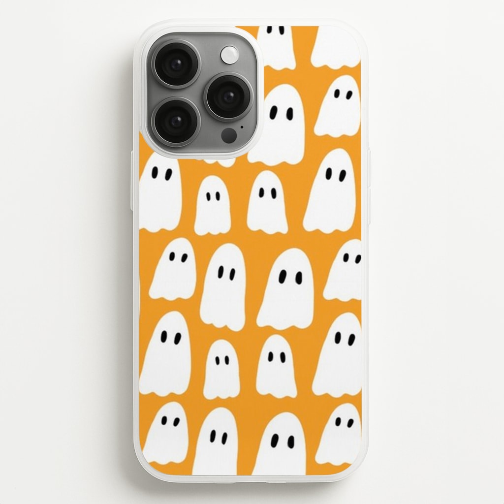 Orange Ghost Halloween Pattern - Phone Case for iPhone 13 Pro Max