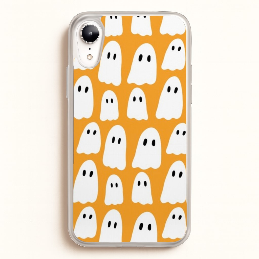 Orange Ghost Halloween Pattern - Phone Case for iPhone XR