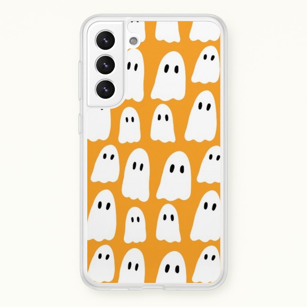 Orange Ghost Halloween Pattern - Phone Case for Galaxy S21