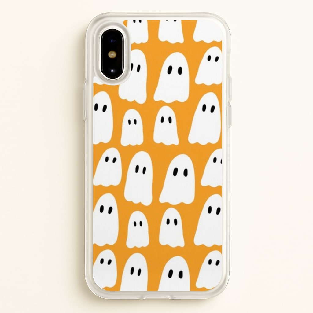 Orange Ghost Halloween Pattern - Phone Case for iPhone X / XS