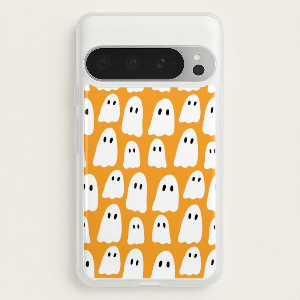Orange Ghost Halloween Pattern - Phone Case for Google Pixel 9 Pro XL