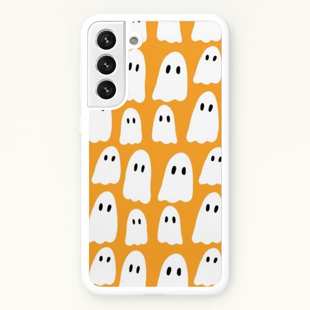 Orange Ghost Halloween Pattern - Phone Case for Galaxy S22 Plus
