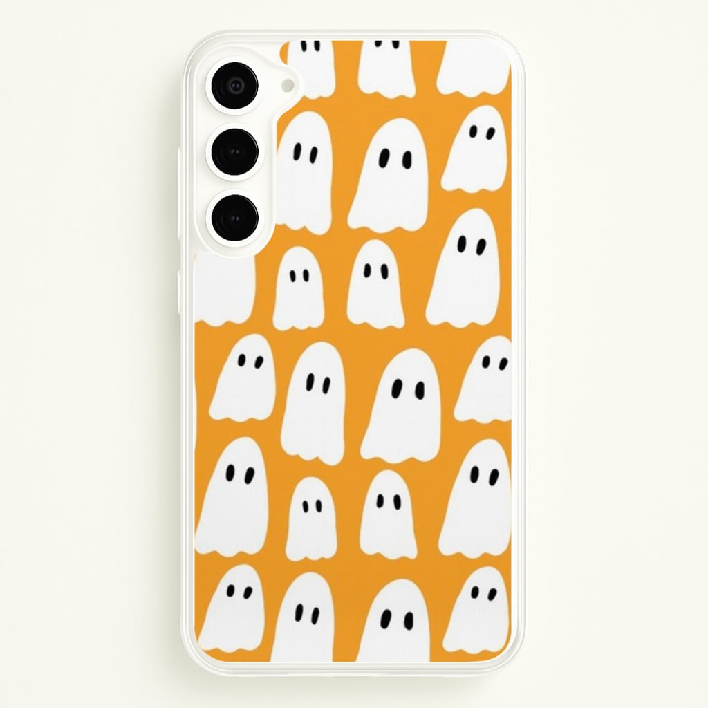 Orange Ghost Halloween Pattern - Phone Case for Galaxy S23 Plus