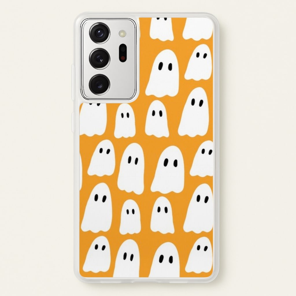 Orange Ghost Halloween Pattern - Phone Case for Galaxy Note 20 Ultra