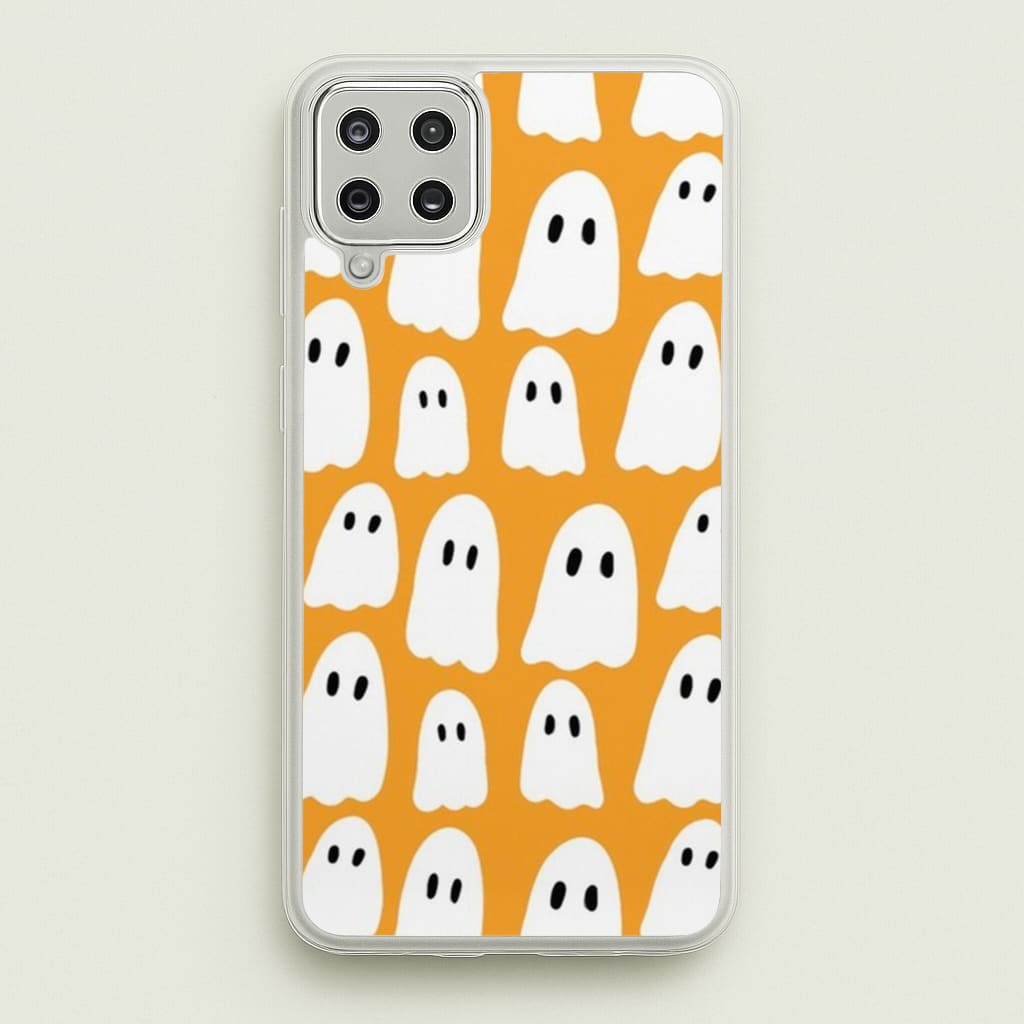 Orange Ghost Halloween Pattern - Phone Case for Galaxy A12