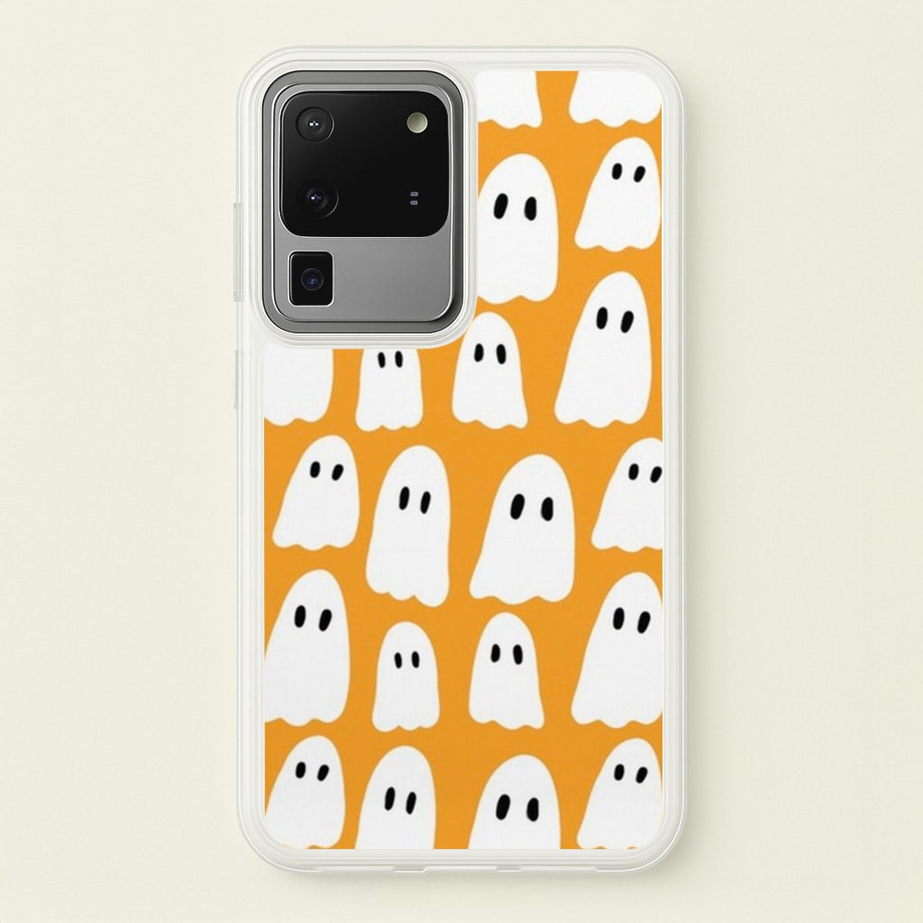 Orange Ghost Halloween Pattern - Phone Case for Galaxy S20 Ultra