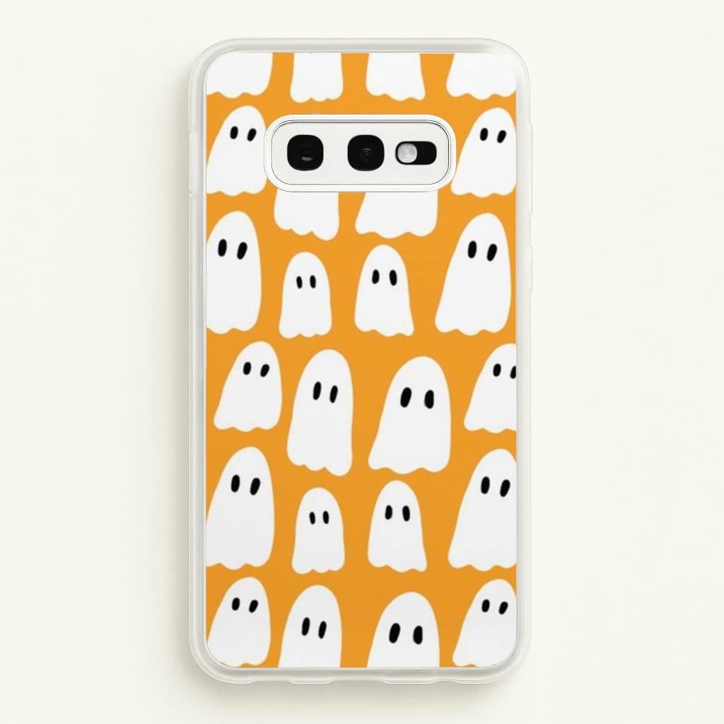 Orange Ghost Halloween Pattern - Phone Case for Galaxy S10e