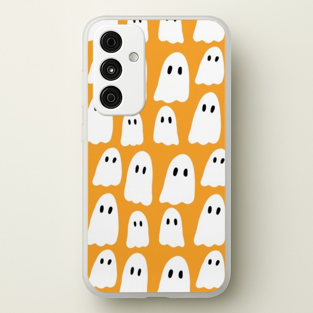 Orange Ghost Halloween Pattern - Phone Case for Galaxy A35