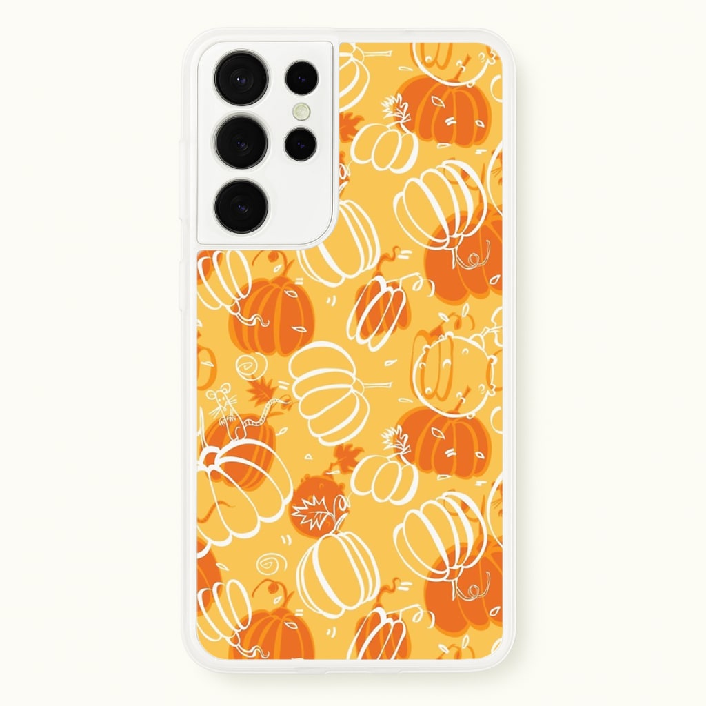 Drawn Pumpkin Pattern - Phone Case for Galaxy S21 Ultra