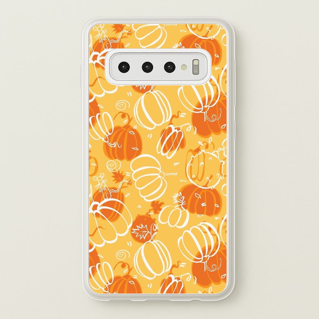 Drawn Pumpkin Pattern - Phone Case for Galaxy S10 Plus