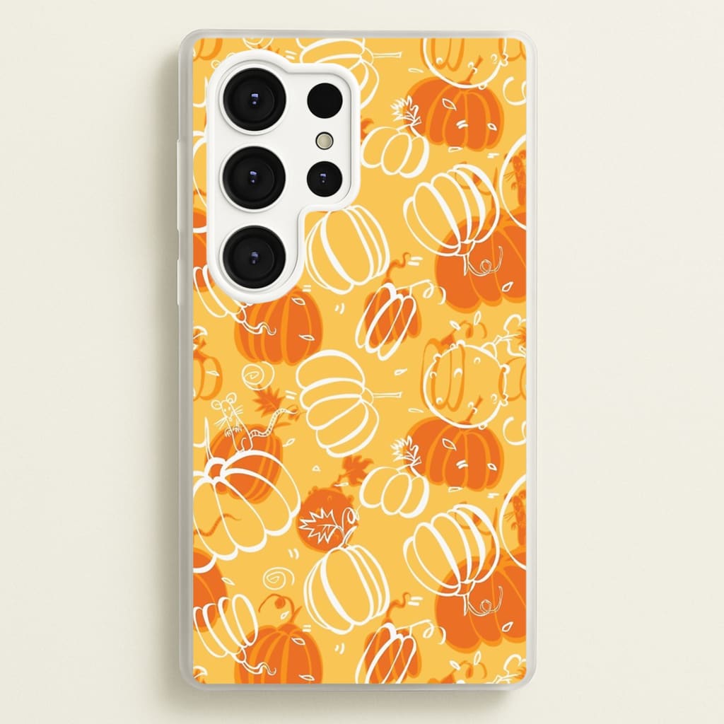 Drawn Pumpkin Pattern - Phone Case for Galaxy S25 Ultra