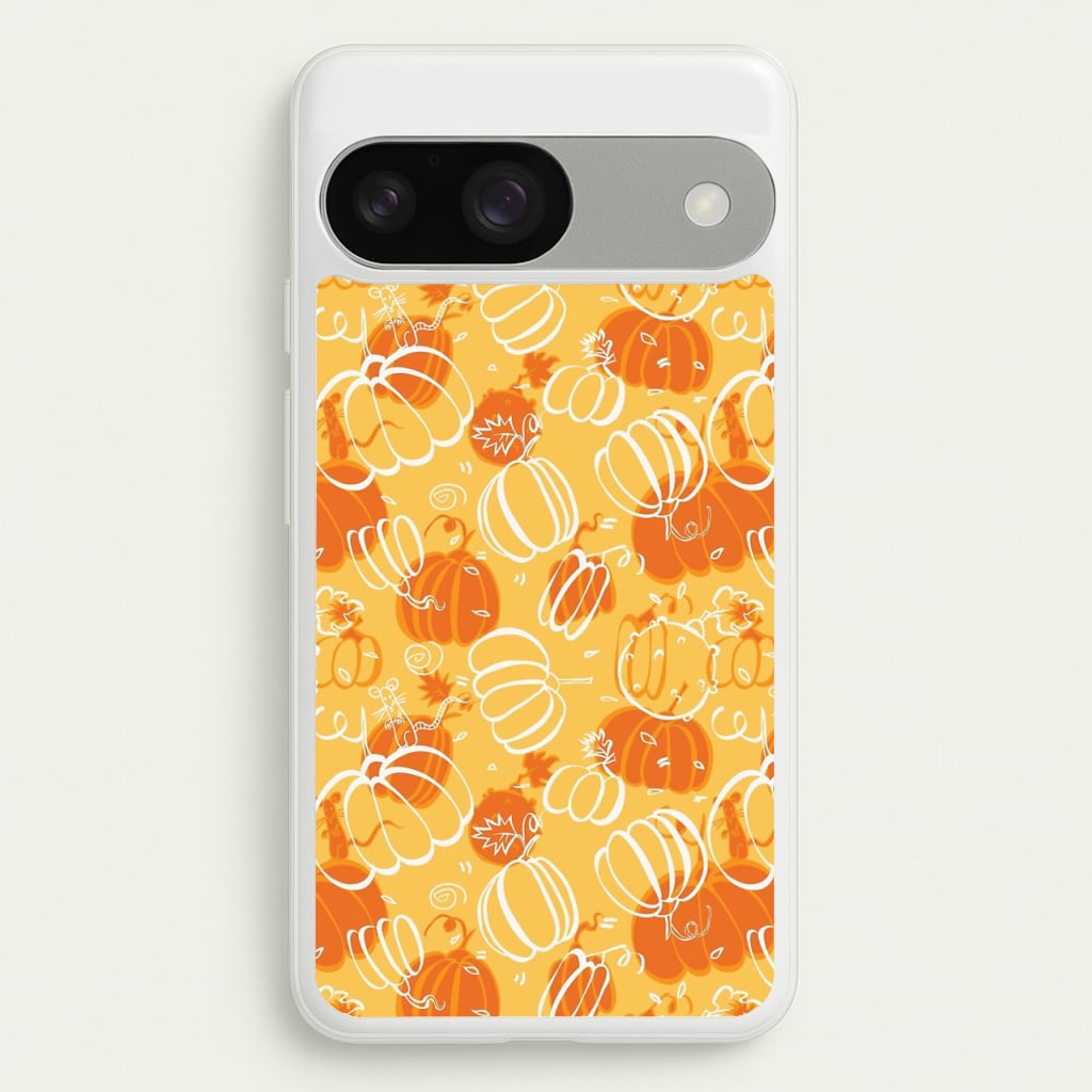 Drawn Pumpkin Pattern - Phone Case for Google Pixel 9 / 9 Pro
