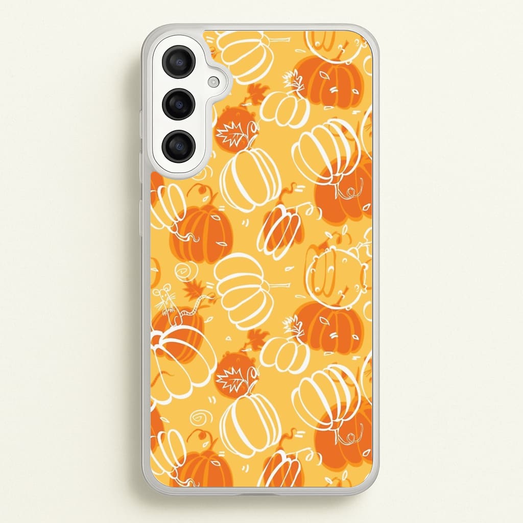 Drawn Pumpkin Pattern - Phone Case for Galaxy A34