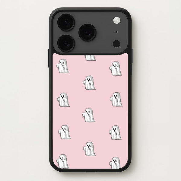 Pastel Pixel Ghost Halloween Phone Case for iPhone 17 Pro
