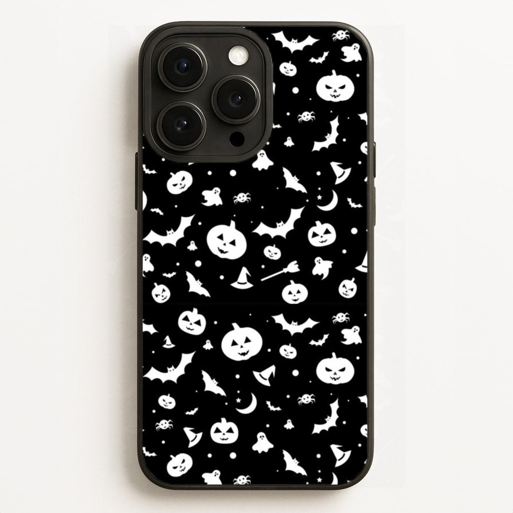Black and White Halloween Pattern - Phone Case for iPhone 16 Pro Max