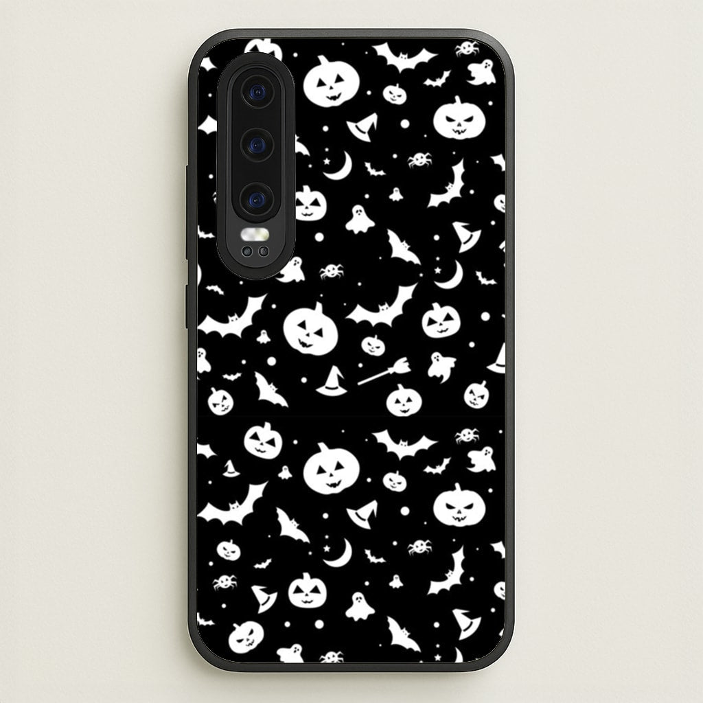 Black and White Halloween Pattern - Phone Case for Huawei P30