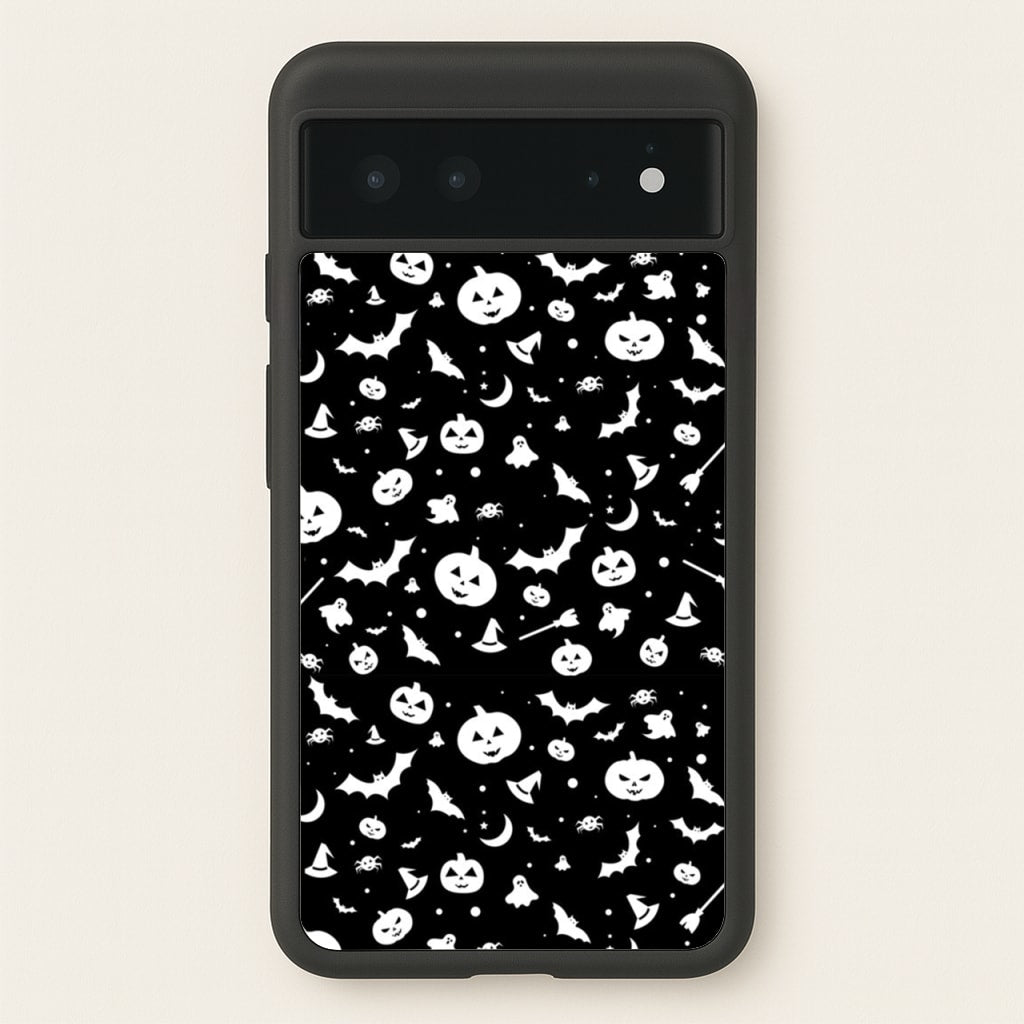 Black and White Halloween Pattern - Phone Case for Google Pixel 6