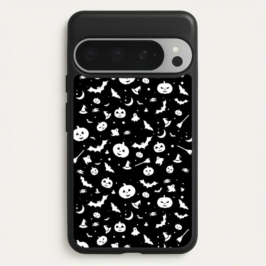 Black and White Halloween Pattern - Phone Case for Google Pixel 9 Pro XL
