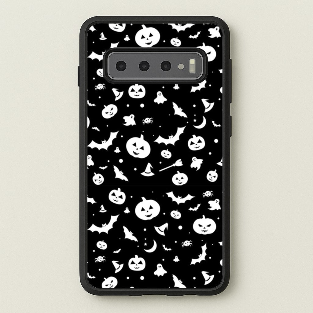 Black and White Halloween Pattern - Phone Case for Galaxy S10