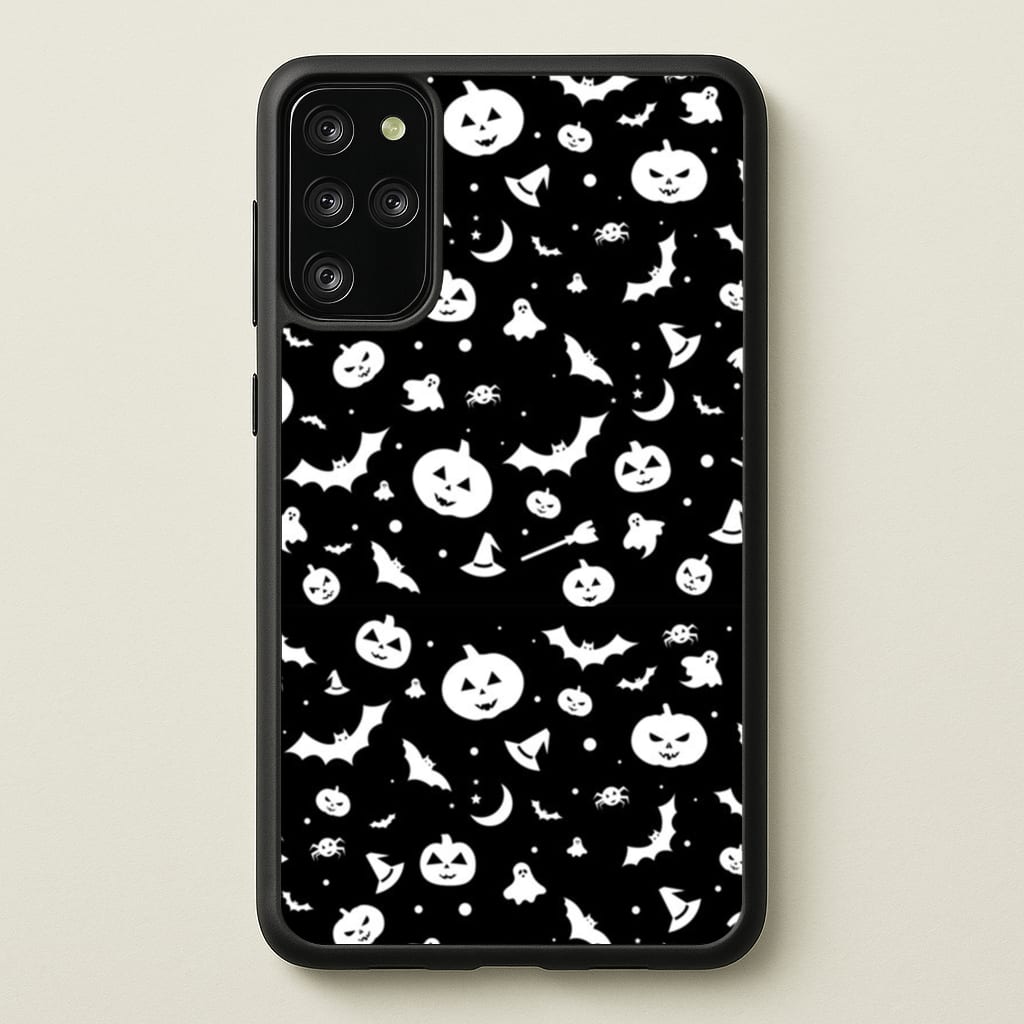 Black and White Halloween Pattern - Phone Case for Galaxy S20 Plus