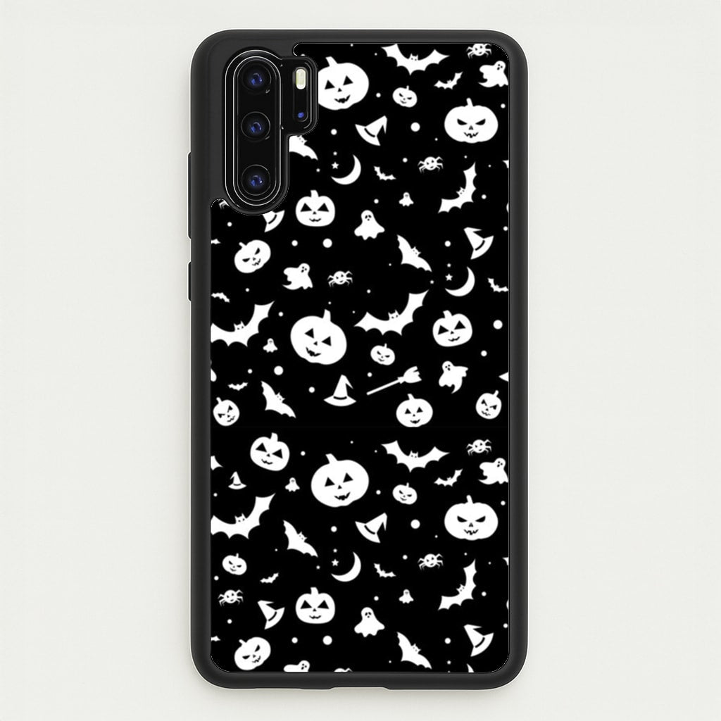 Black and White Halloween Pattern - Phone Case for Huawei P30 Pro