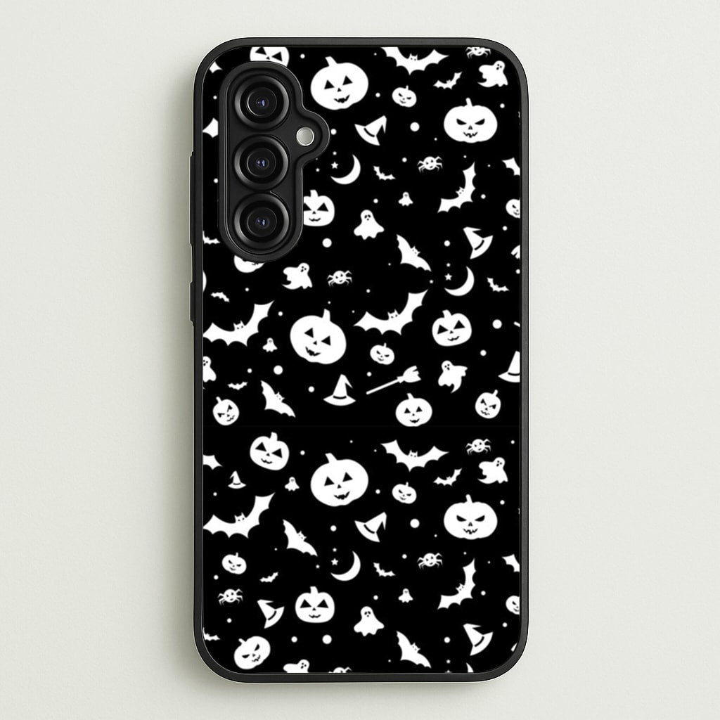 Black and White Halloween Pattern - Phone Case for Galaxy A14