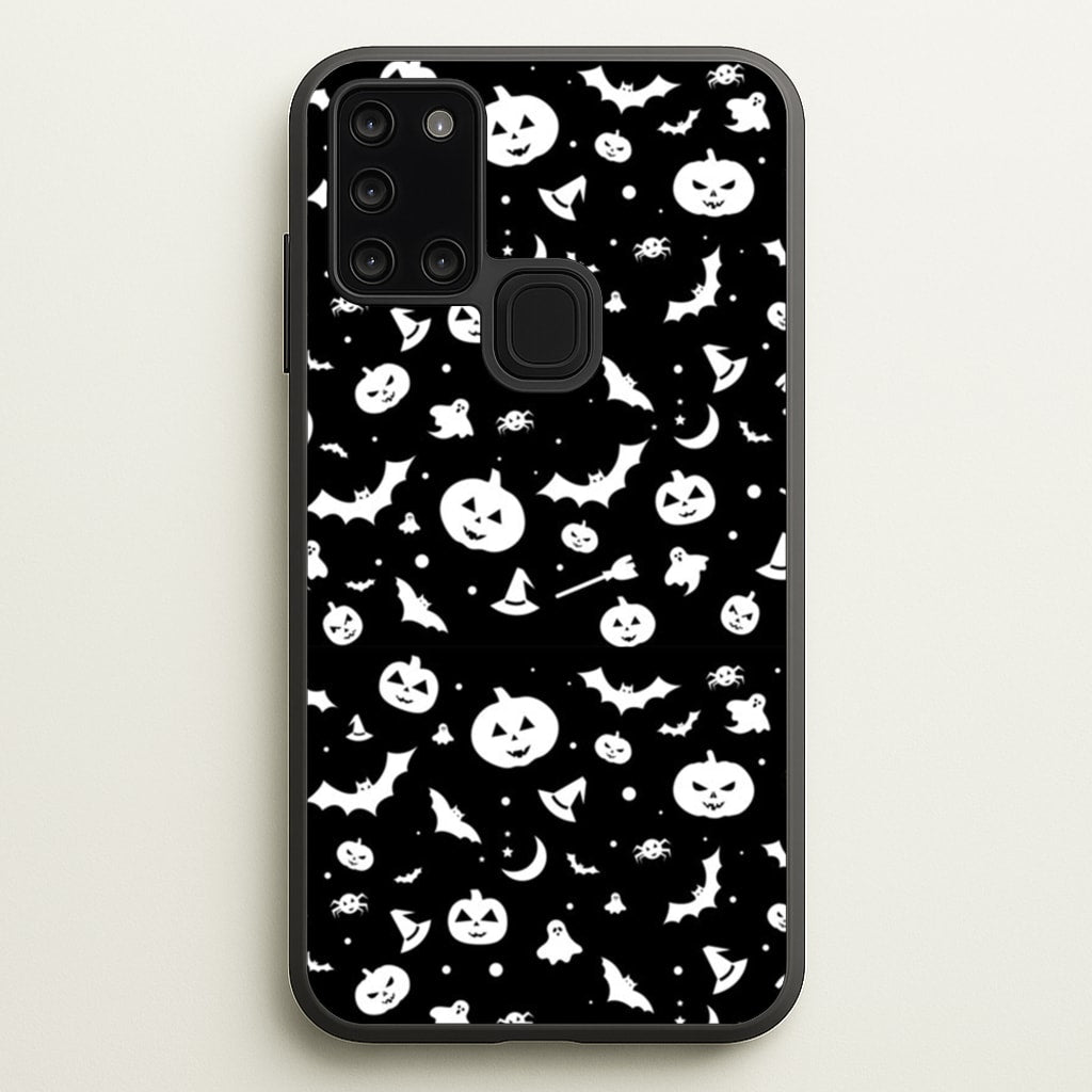 Black and White Halloween Pattern - Phone Case for Galaxy A21s