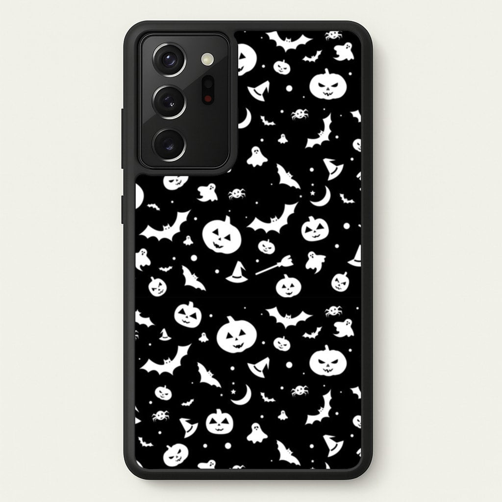 Black and White Halloween Pattern - Phone Case for Galaxy Note 20 Ultra