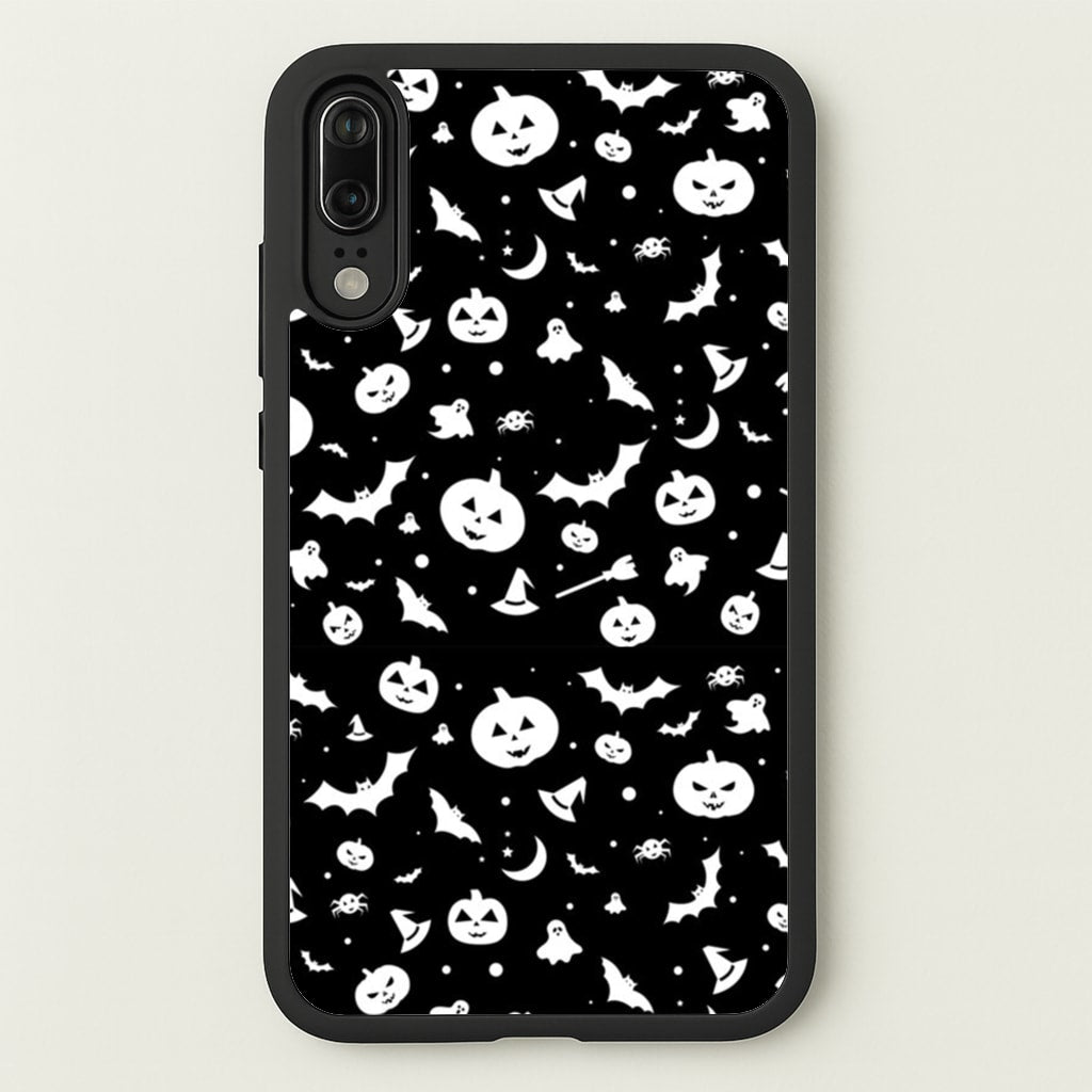 Black and White Halloween Pattern - Phone Case for Huawei P20