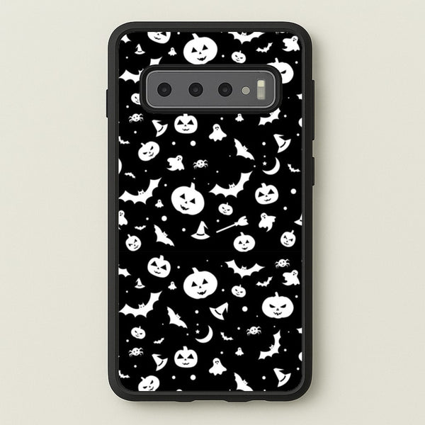 Black and White Halloween Pattern - Phone Case for Galaxy S10 Plus