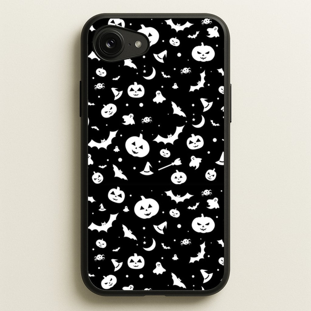 Black and White Halloween Pattern - Phone Case for iPhone 16e