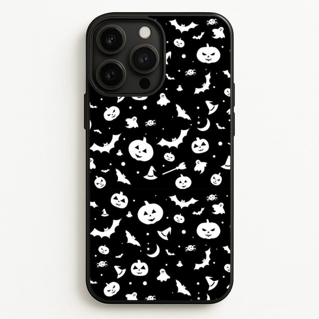 Black and White Halloween Pattern - Phone Case for iPhone 13 Pro Max