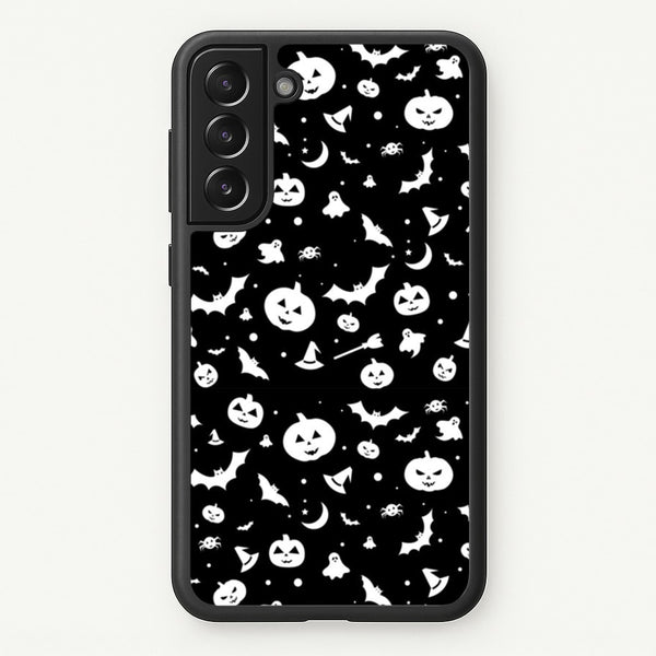 Black and White Halloween Pattern - Phone Case for Galaxy S22