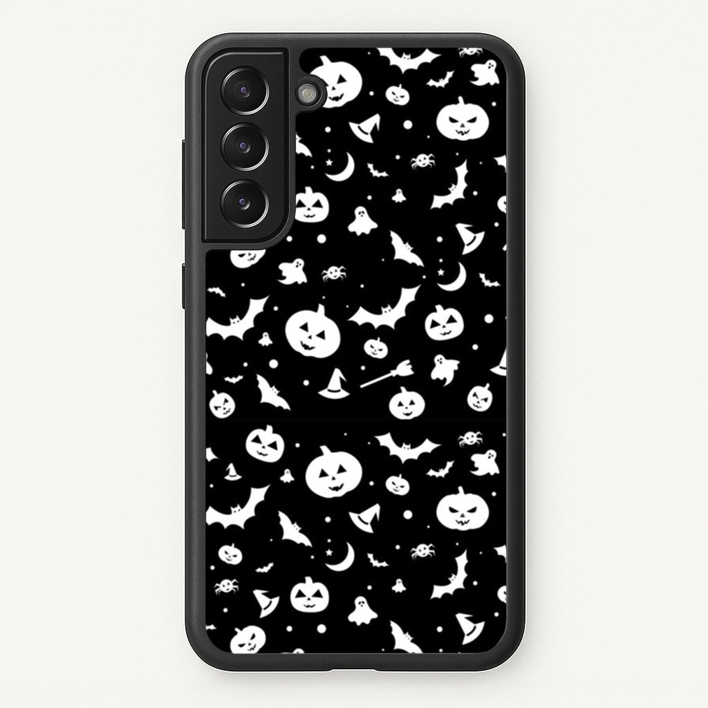 Black and White Halloween Pattern - Phone Case for Galaxy S22 Plus