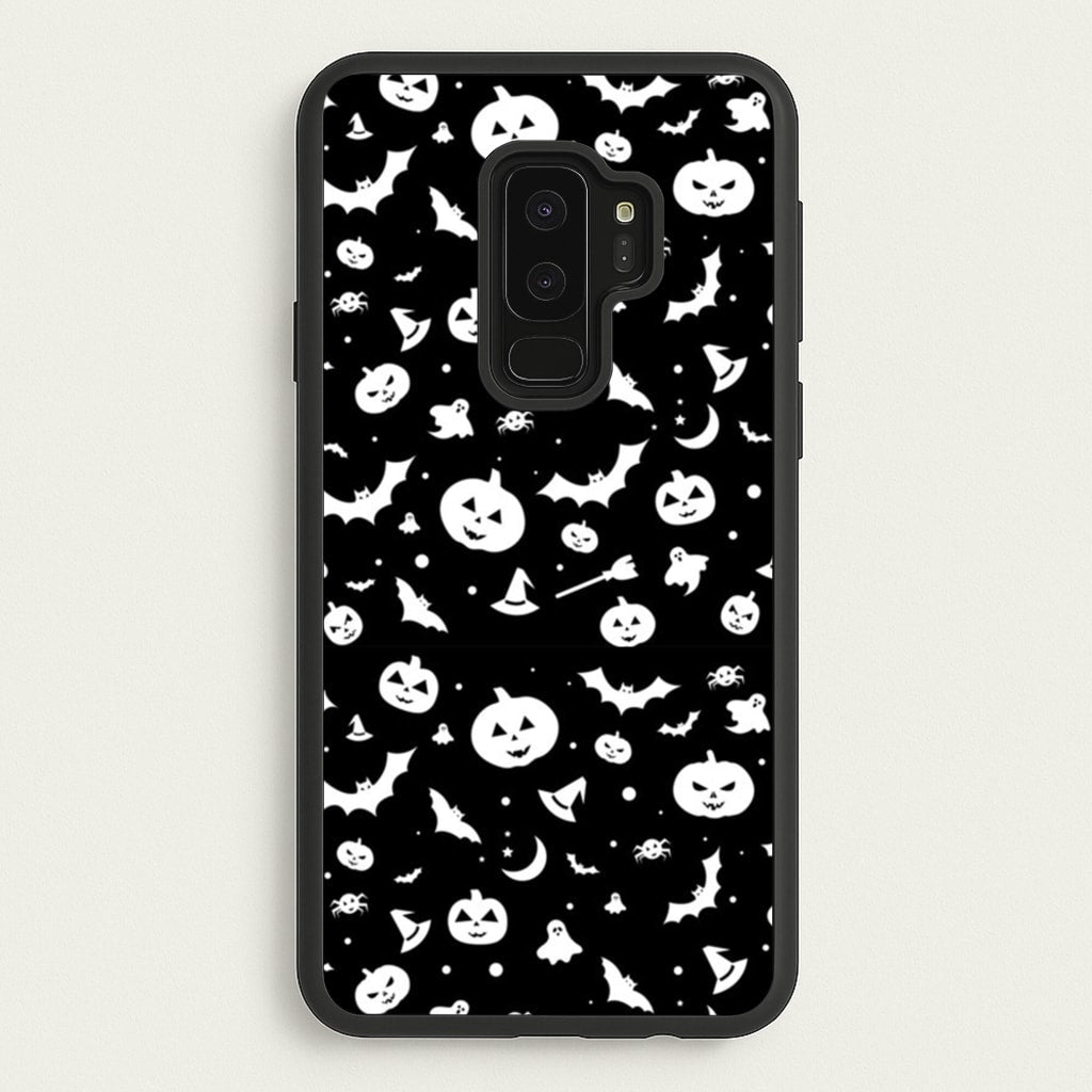 Black and White Halloween Pattern - Phone Case for Galaxy S9 Plus
